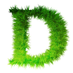 Conceptual green grass 3D font isoalted