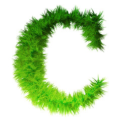 Conceptual green grass 3D font isoalted