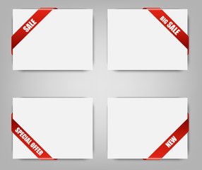 Red Corner Ribbon Set. Best Offer, Sale, Big Sale, New, Special Offer. Vector Design Element