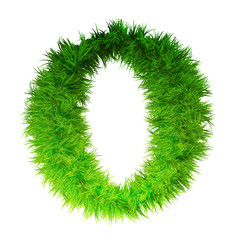 Conceptual green grass 3D font isoalted