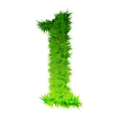 Conceptual green grass 3D font isoalted