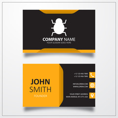 Virus bug icon. Business card template