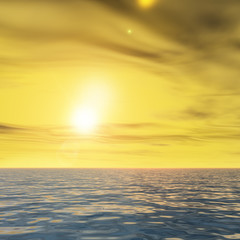 Obraz premium Conceptual sea water and sunset sky