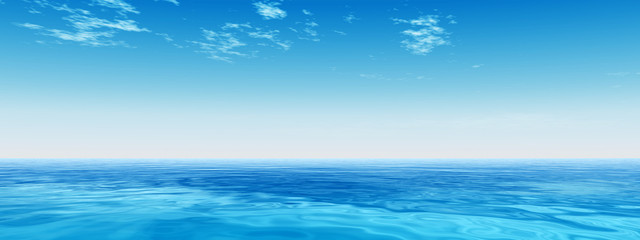 Naklejka na ściany i meble Blue sea or ocean water with sky banner
