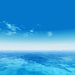 Obraz premium Conceptual blue sea or ocean water with sky