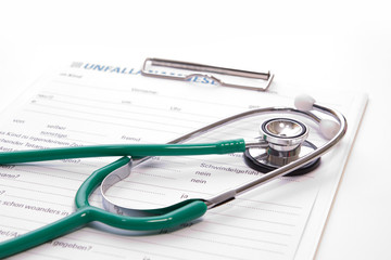 Unfallbericht, Stethoskope, Stifft