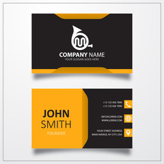French horn icon. Business card template