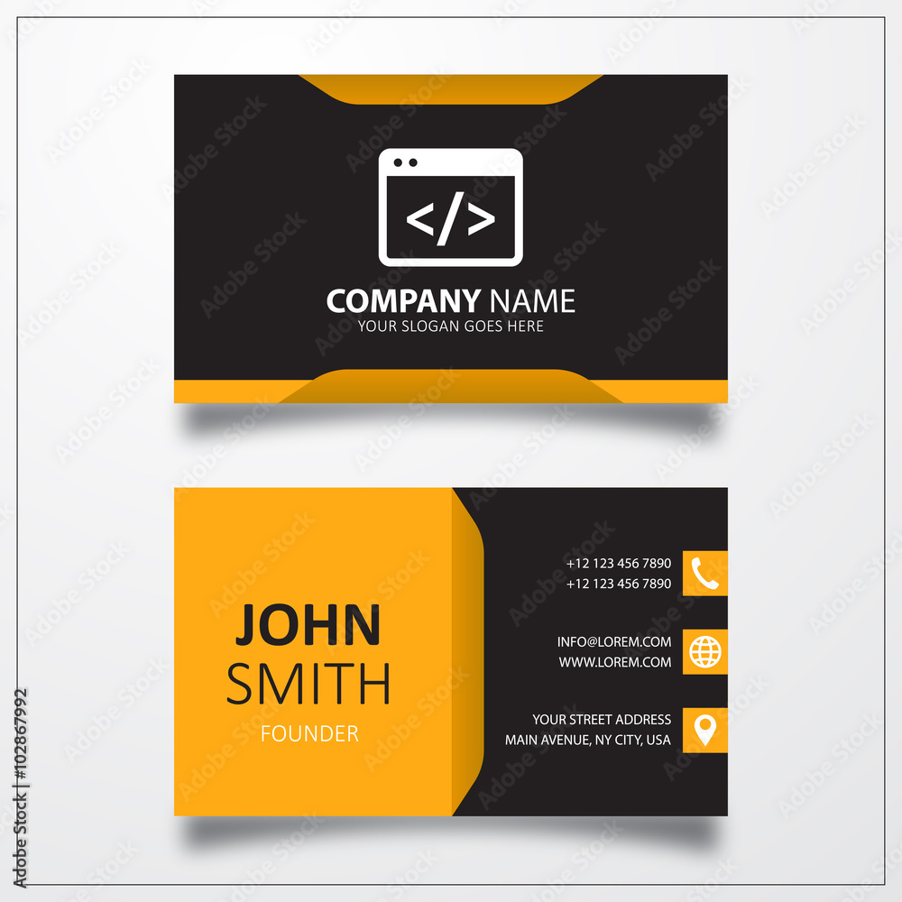 Poster Coding icon. Business card template