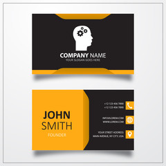 Gear in head icon. Business card template