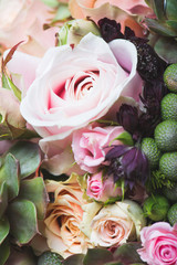 Close up flower decoration. Mixed type of flowers.