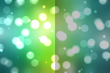 Fototapeta premium Bokeh light, shimmering blur spot lights on blue and green abstr