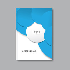 modern book with blue background / vector abstract corporate brochure, cover design, first page