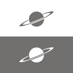 Icono de un planeta sobre fondos blanco y negro. Ilustración vectorial © imaagio.stock