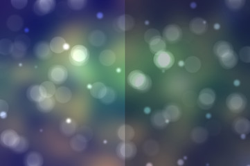 Bokeh light, shimmering blur spot lights on green abstract backg