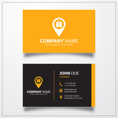 Gift pin icon. Business card template