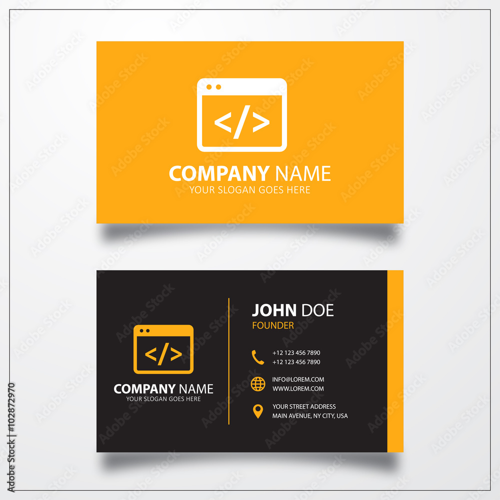 Poster coding icon. business card template