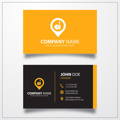Bowling with pin icon. Business card template