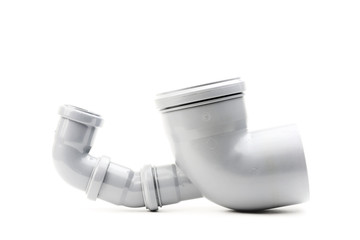 New gray drain pipe isolated on a white background
