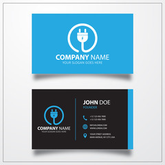 Electrical plug, Power cord icon. Business card template