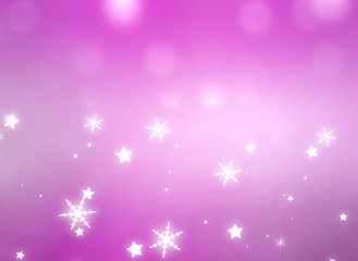 Christmas pink background. the winter background, falling snowfl