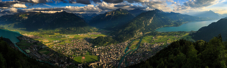 Panoramic view of Interlaken cityscape from Harderkulm