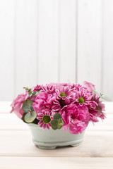 Floral arrangement with rose, carnation and chrysanthemum flower