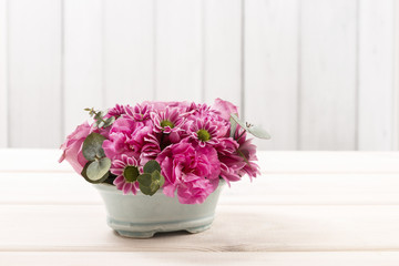 Floral arrangement with rose, carnation and chrysanthemum flower