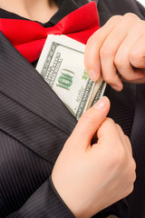 Young asian businesswoman with money