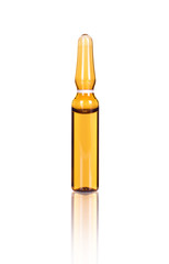 medical ampoule with solution isolated on white background