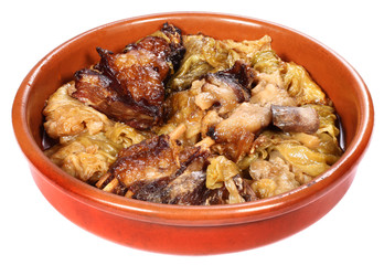 Sauerkraut cabbage with meat traditional meal