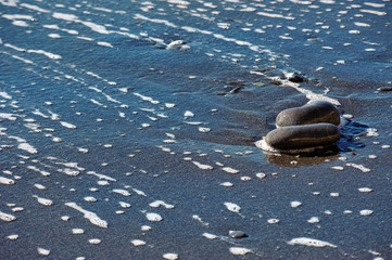 wet pebbles on the sea beach