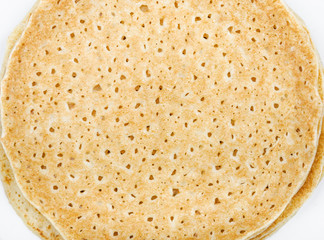 The stack of pancakes, top view