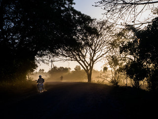 Sunrays  and a motorcycle
