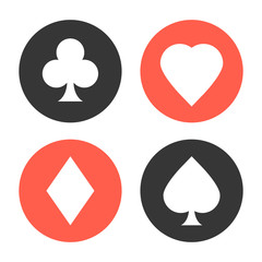 Playing cards suits symbols set. Vector icons set