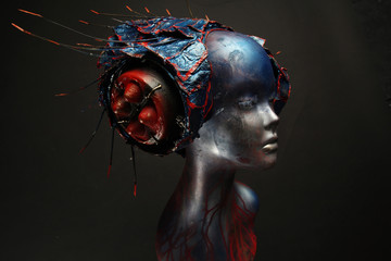 Mannequin in creative head wear