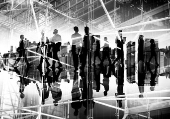 Silhouette Business People Commuter Walking Rush Hour Concept