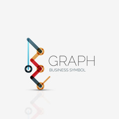 Abstract logo idea, linear chart or graph  business icon. Creative vector logotype design template
