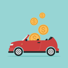 Save money for car asset property. Flat design business financial marketing concept cartoon illustration.

