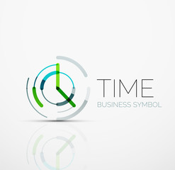 Vector abstract logo idea, time concept or clock business icon. Creative logotype design template