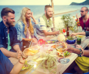 Beach Cheers Celebration Friendship Summer Fun Dinner Concept