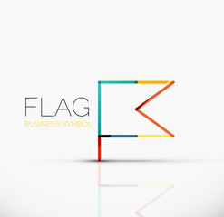 Logo flag, abstract linear geometric business icon