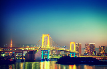 Fototapeta premium Panaroma of illuminated Tokyo Night lights Concept