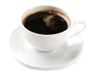 A cup of tasty coffee, isolated on white
