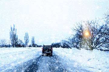 Car on winter road