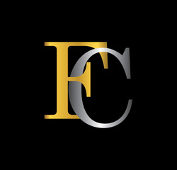 FC initial letter with gold and silver