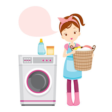 Girl With Washing Machine, Housework, Appliance, Domestic Tools, Computer Icon, Cleaning, Symbol, Icon Set, Spring Season