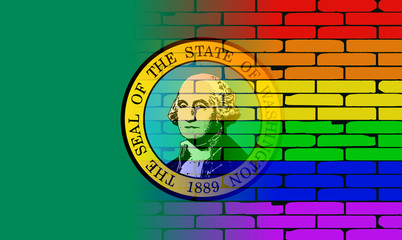 Fototapeta premium Gay Rainbow Wall Washington Flag