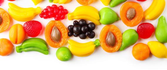 Fruit jelly candies isolated on white