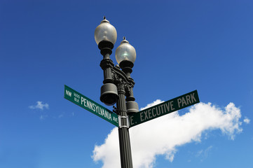 Pennsylvania Ave street sign on lamp