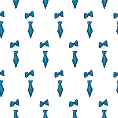 Blue Tie And Tie Bow Hand Drawn Seamless Pattern Vector